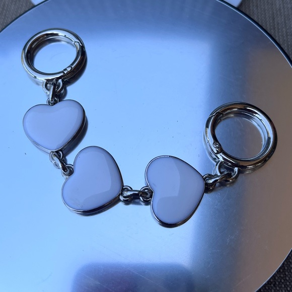 New Silver White Heart Shape Purse Chain Extender - Picture 10 of 10